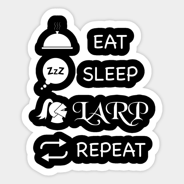 Eat Sleep LARP Repeat Sticker by Geek Nerd Passions